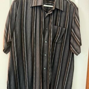 Men’s Van Heusen Black and Brown Striped button down Casual Shirt